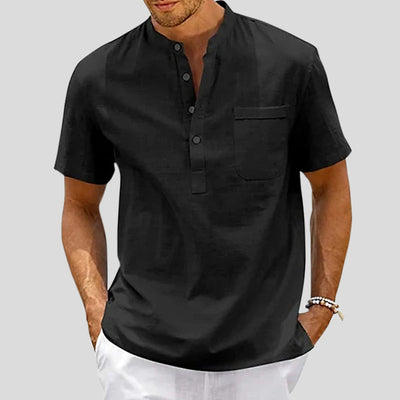 Linen Blend Henley Shirt